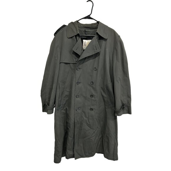London Fog Mens Black Double Breasted Trench Coat Removable Lining Size 42 Short - Picture 1 of 9